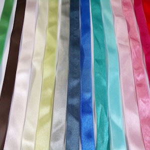 Cinta satinada de 15 mm, cinta satinada de doble cara 14 colores, cinta satinada de doble cara, cinta de nailon, cinta de 0,6 cm, cinta satinada, cinta