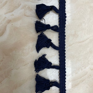 Navy tassel, tassel, festival trim, navy trim.