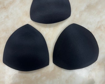 bra cups, triangle bra cups, covered bra cups, swimwear bra cups, 3 sizes, swimwear pads,