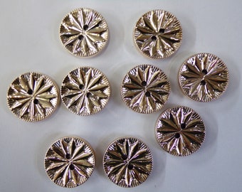 25mm, Light Rose Gold Metallic Effect Textured Buttons, 2-hole Gold Buttons, Metal Style Buttons, Sewing, Craft