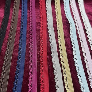 10 mm, elastischer Wäschegummi, elastisches Spitzenband für Unterwäsche, ric rac elastisch, elastischer Knickerbocker, elastischer Spitzenbesatz. Wäsche elastisch, picot elastisch