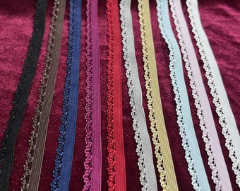 10 mm, Lingerie Elastic, Elastic Lace Trim voor ondergoed, ric Rac-elastiek, onderbroekelastiek, franje-elastiek. Lingerie-elastiek, picot-elastiek