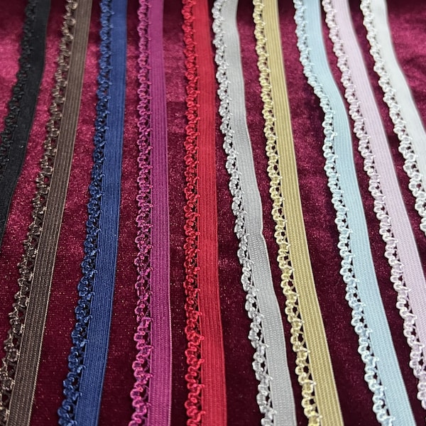 10 mm, Lingerie Elastic, Elastic Lace Trim voor ondergoed, ric Rac-elastiek, onderbroekelastiek, franje-elastiek. Lingerie-elastiek, picot-elastiek