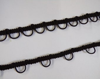 2.5cm Lazo de botón negro, adorno de encaje, bucle de botón, recorte de trenza para costura, decoración, artesanía
