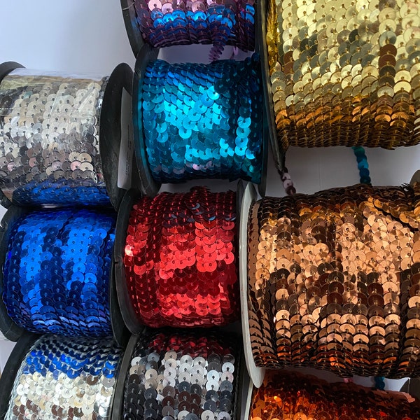 50Yards Roll 6mm Flat Sequins on string, sequin string, sequin, rigid sequin