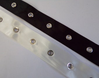 1 Meter - 1", Satin Eyelet Tape, Black or Ivory,  Eyelet Tape, Eyelets, 25mm wide tape, fashion, eyelet