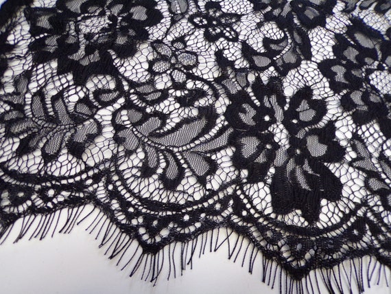 Black macrame lace trim - Lace trim - lace fabric from