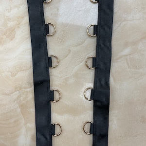 1 m, D ring Tape, Black & Gold d rings, d rings, ring tape, corset ribbon, fashion, corset, tie up trim, d rings, d tape, corset tape