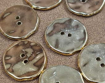 30L Hammered buttons, gold buttons, 2 hole buttons, plastic buttons