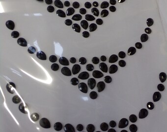 Black Or Clear jewel,  Necklace Applique, Iron on Patch, Clothing, Decor, Sewing, Craft, Hot Fix, Necklace, Jewellery, jewel iron on