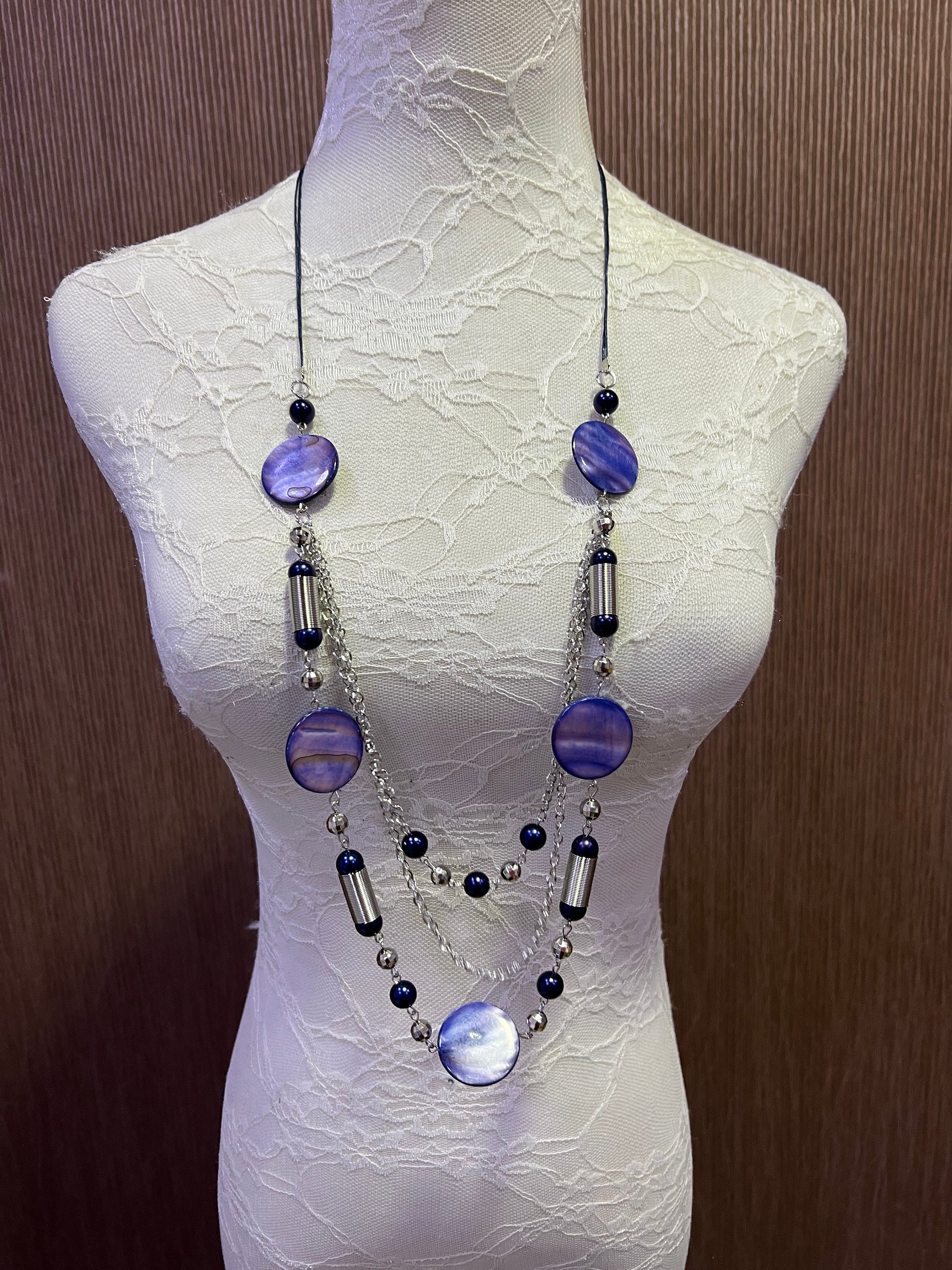 Collana a 2 strati con perline con diversi modelli, Multipli di colori, Decorazioni con perline, Collana con perline, Collana decorativa, Moda Y2K - Italia