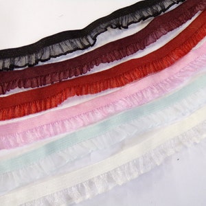 15 mm Rüschenrand elastisch, Wäsche elastisch, Organza Rüschen zum nähen, Dessous, Basteln, Rüschen, Organza. Rüsche, 10 Farben