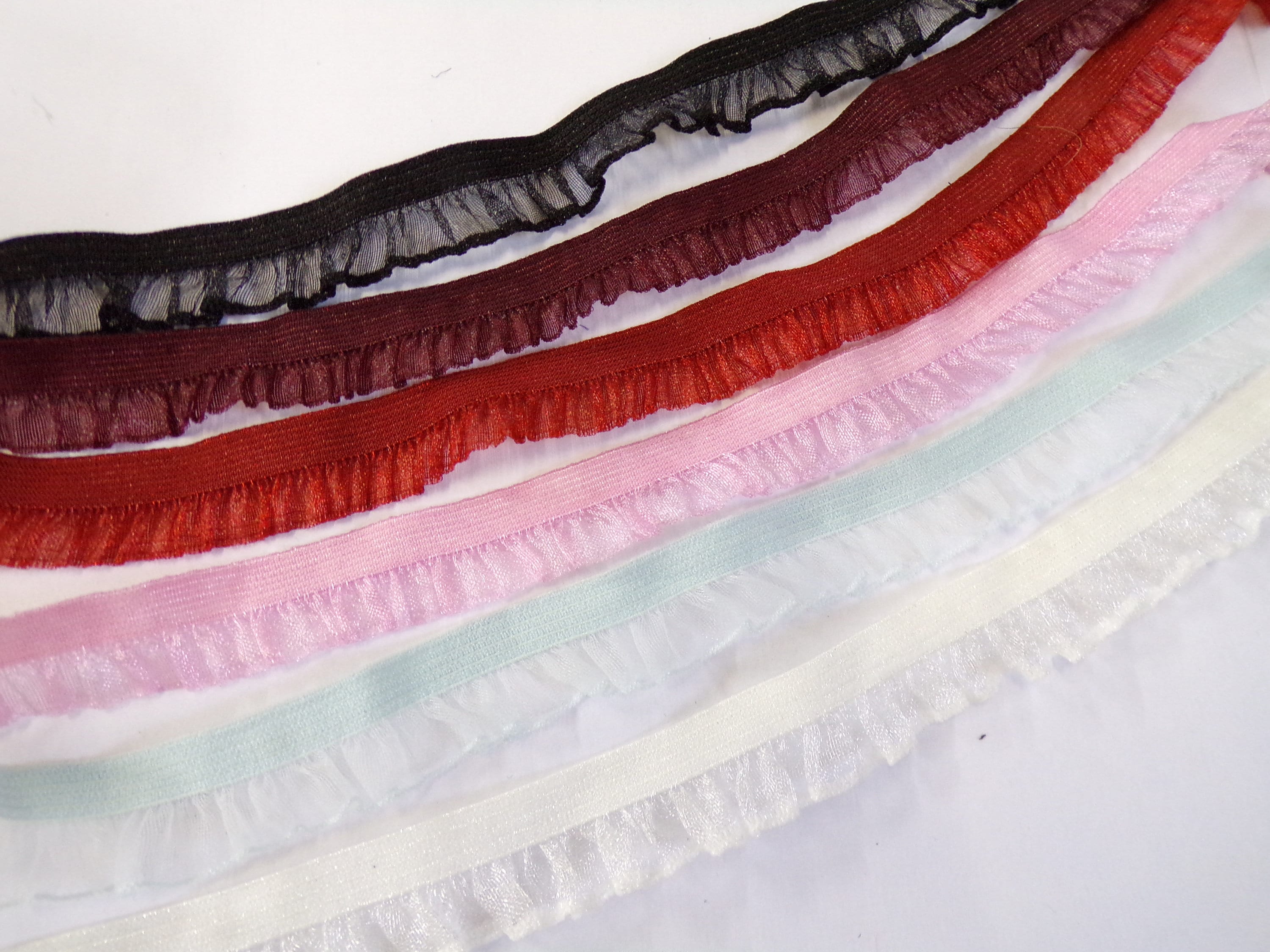 15mm Ruffle Edge Elastic, Lingerie Elastic, Organza Frill Ruffle for ...