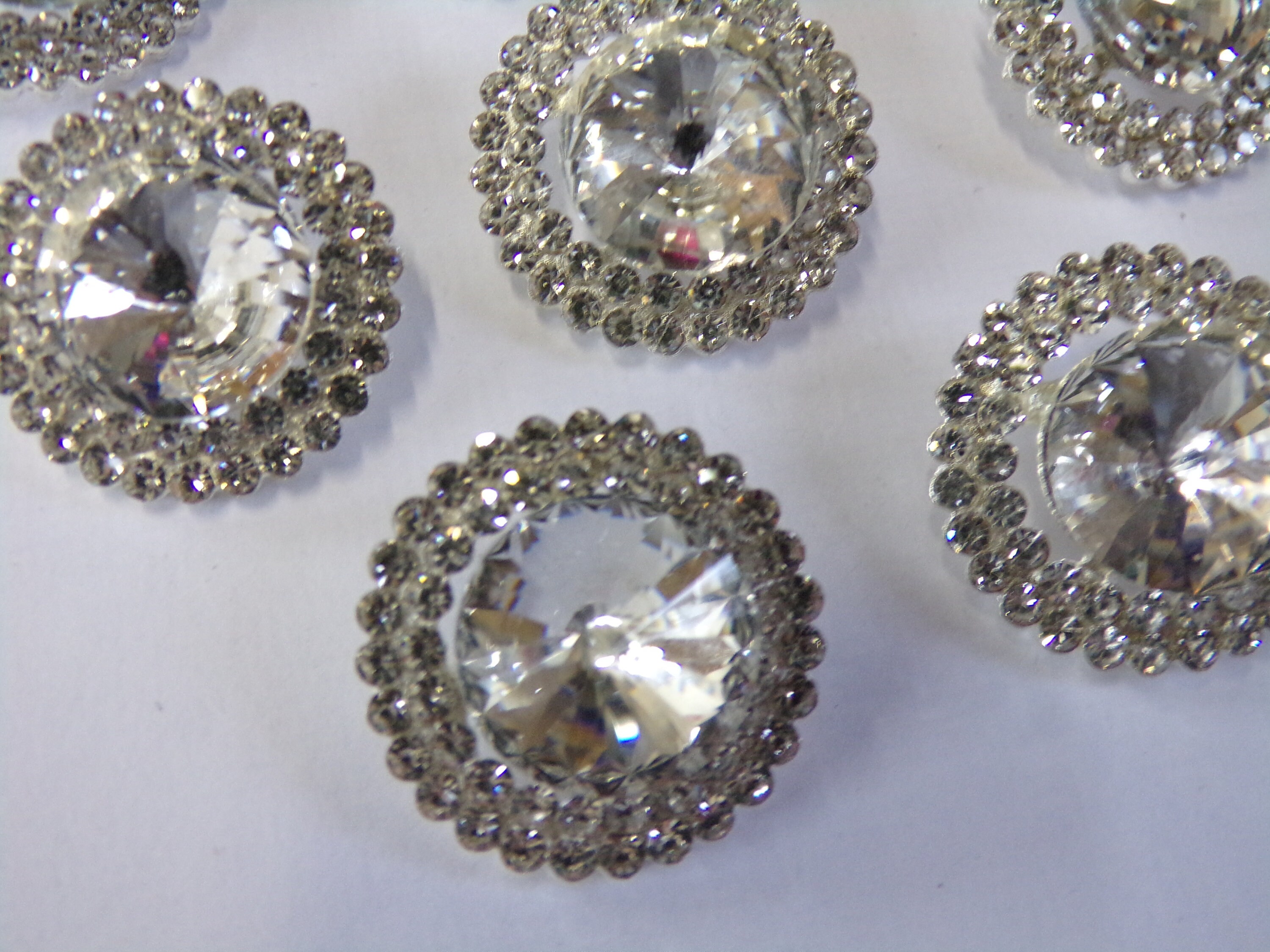 Button Diamond Pattern 23mm Silver Diamante Button, Bridal Rhinestone Buttons, Fashion Buttons ...