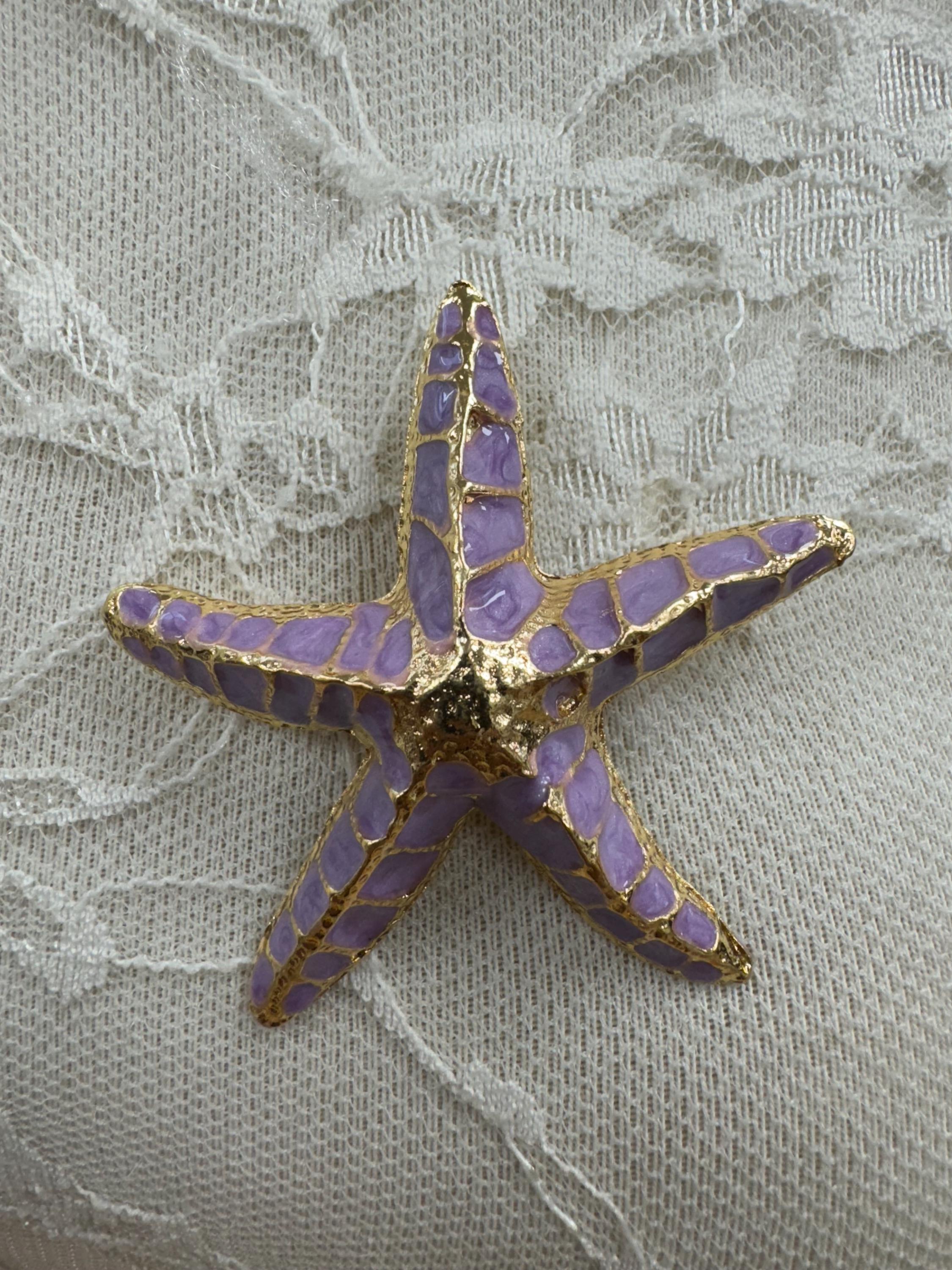 Broche Grande étoile De Mer Perles Cristal Facettes Bleu Et Blanc - Réf. 778 | Occasion Très Bon état