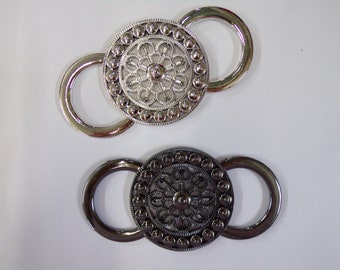 Large Silver or Gunmetal Buckle, Decoration Buckle, Belts, Bags, Lingerie, Swimwear, Double circle Buckle, fashion buckle, buckle, knitwear