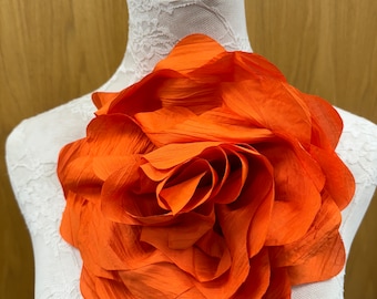 flower, corsage, bridal flower, wedding flower, large corsage, ascot flower, race day flower, accessory, orange flower