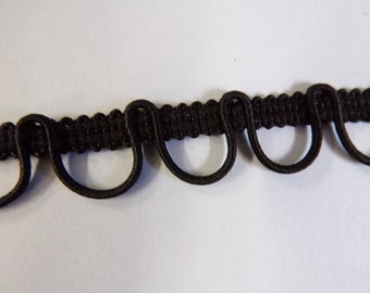 20 Yards Braid Trim With Elastic Button Loops Black Tassel Fringe Lace Trim With 60pcs Buttons Sewing Dress Zipper Extender For Costume Crafts Sewing