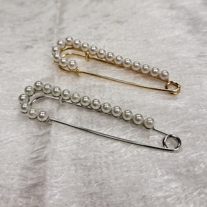 Gold/Silver Pearl Brooch, Pin, Accessory, Pearl brooch, brooch, saree pin, shawl pin, scarf pin, pearl