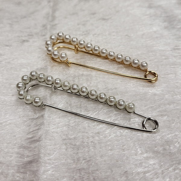 Gold/Silver Pearl Brooch, Pin, Accessory, Pearl brooch, brooch, saree pin, shawl pin, scarf pin, pearl