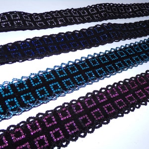 Garniture rigide de 2,5 cm de large, ruban de velours, paillettes de velours, artisanat, couture, ruban de velours, brodé