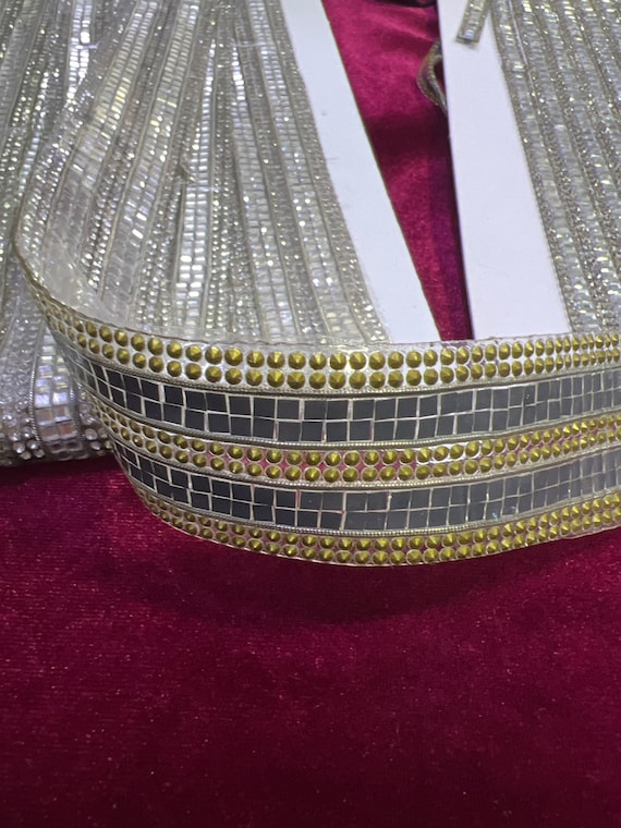 2 Colori 24 Righe Nastro Di Diamond Mesh Warp Maglia A Forma Di Diamante Rotolo Di Avvolgere Decorazione Della Festa Nuziale(Oro - Foto 7