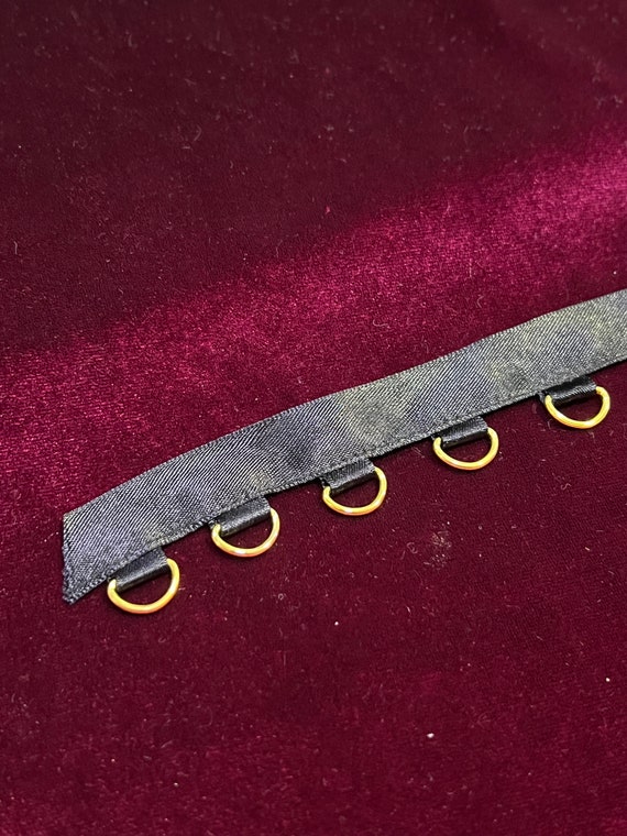 Satin D-Ring Black Tape, D ring Tape, Black & Gold d rings, d rings, ring tape, corset ribbon, fashion, corset, tie up trim, d rings, d tape
