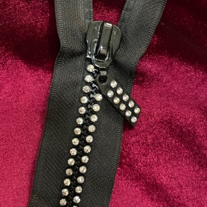 Diamanté Zips. Rhinestone Zips, Shiny Zips, 20cm, Embellishment, Zips ...
