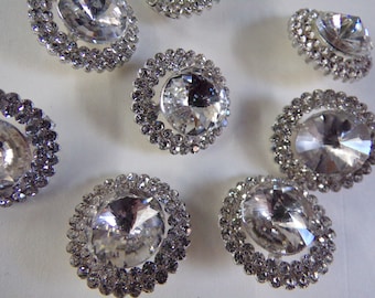 30pcs 1-inch Silver Rhinestone Buttons - Sparkling Alloy Shank Buttons For Clothing & DIY Crafts