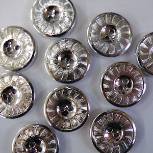 25mm, Silber Metall Knöpfe, 2-Loch Silber Knöpfe, Metallic Effekt Strukturierte Knöpfe, Knöpfe zum Stricken Nähen, silber Knopf