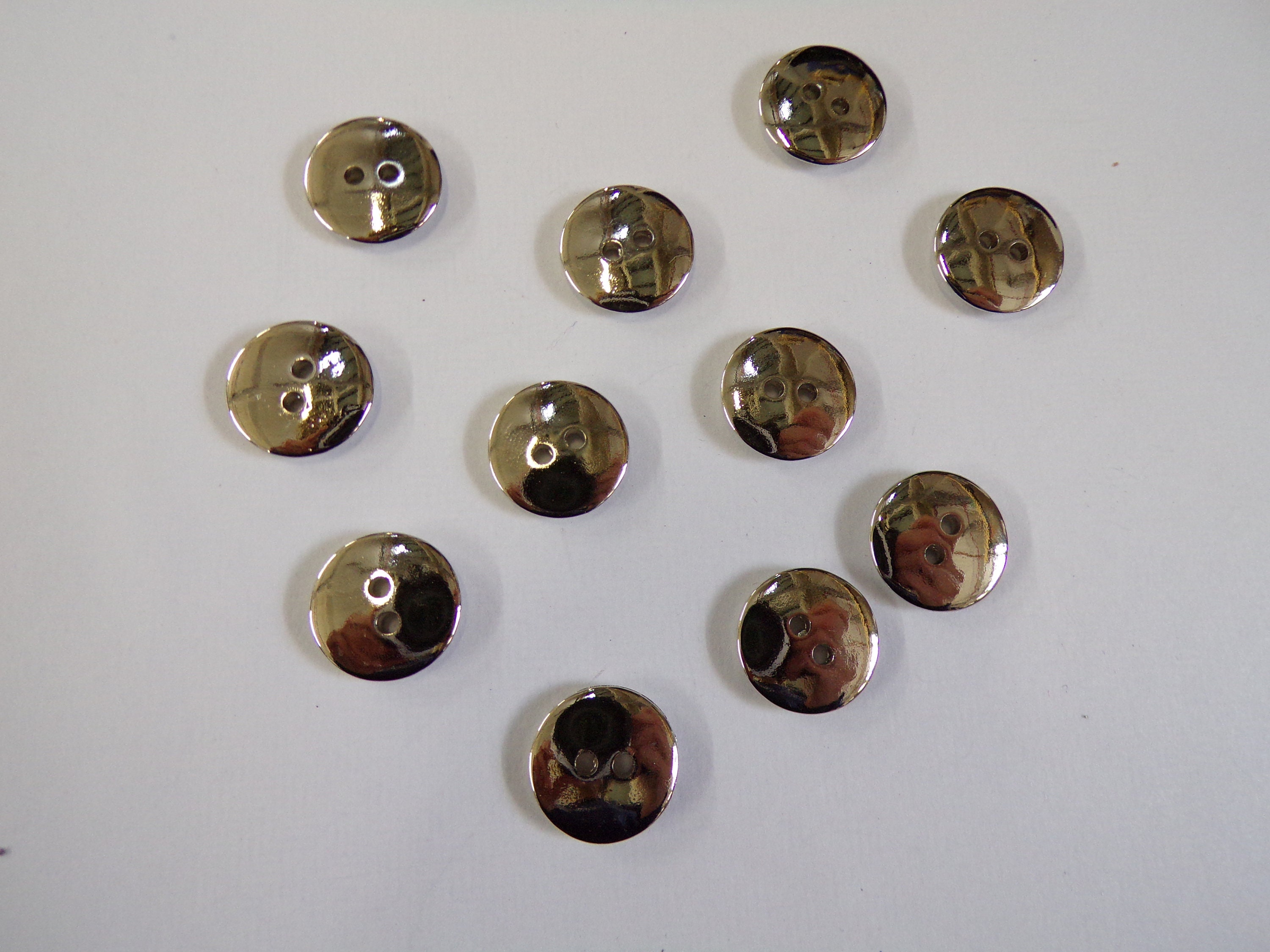 Silver Buttons 15mm Silver Metallic Buttons, 2-hole Buttons, Silver Buttons, Metal ...