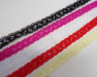 Narrow Stretch Lace Trim 1.5cm wide in 5 colours, lace, stretch lace, lingerie lace, knicker lace, lace