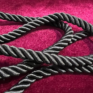 Black Thick 1cm Twisted Cord, Rope Tassels, shiny tassel, curtain tassel, tassel belt, Twisted Cord,