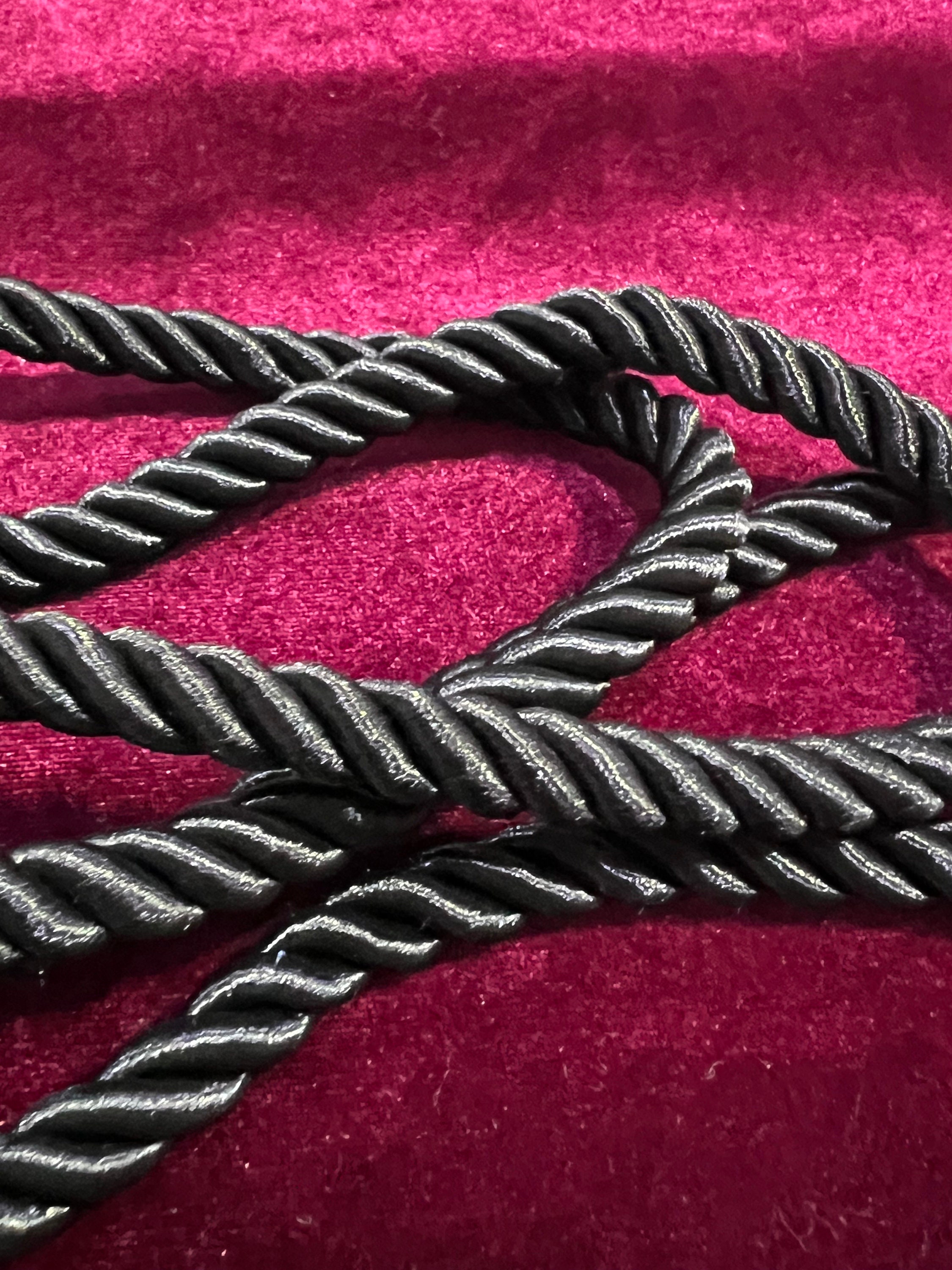 Black Thick 1cm Twisted Cord, Rope Tassels, Shiny Tassel, Curtain