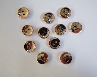 12.5mm Metallic Buttons, 2-hole buttons, Shirt Buttons, Metal Style Buttons, Blouse, Dress, Cardigan button, Sewing, Knitting, Shiny buttons