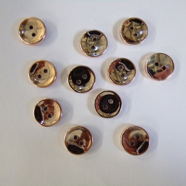 12.5mm Metallic Buttons, 2-hole buttons, Shirt Buttons, Metal Style Buttons, Blouse, Dress, Cardigan button, Sewing, Knitting, Shiny buttons