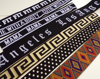 Elástico - 25 mm 35 mm 40 mm de ancho, múltiples opciones, Elástico de calidad, elástico jacquard, elástico zig zag, elástico de llave griega, elásticos, logotipo, 1mtr