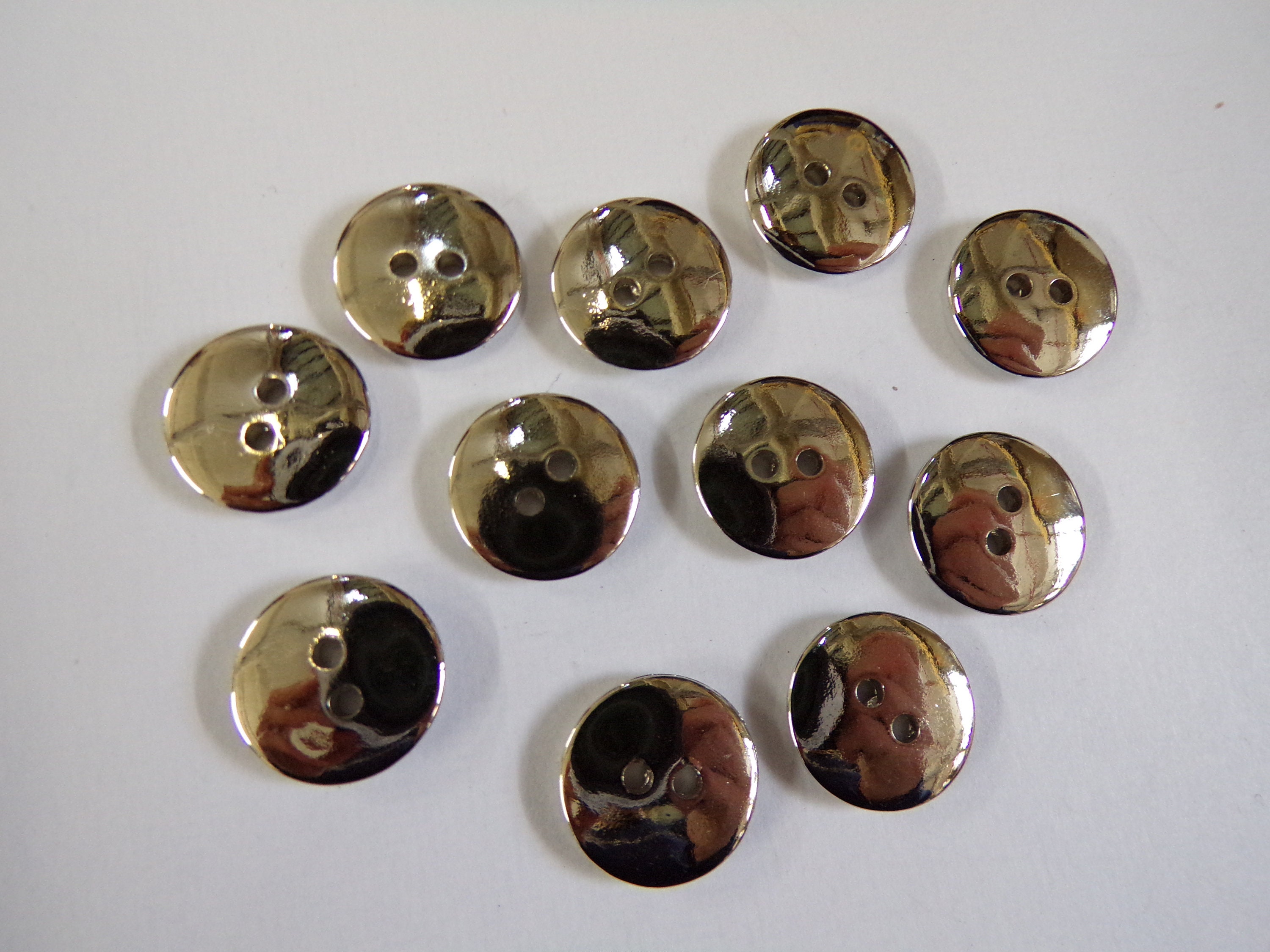 Silver Buttons 15mm Silver Metallic Buttons, 2-hole Buttons, Silver Buttons, Metal ...