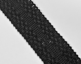 Passage strié 3,5cm, passementerie, passementerie noire, passementerie décorative, passementerie rigide noire, passementerie noire, dentelle