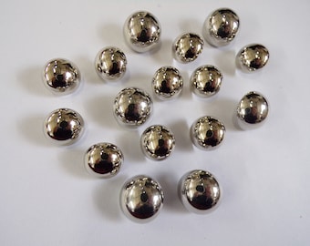 15mm, 18mm, boutons de tige argentés, boutons demi-balle, boutons métalliques argentés, boutons Chunky, couture, crochet, boutons de mode