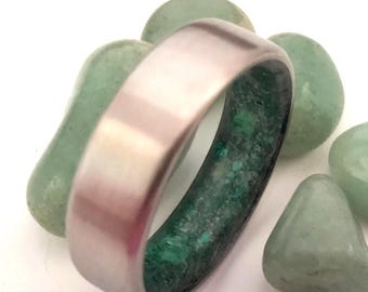 Titanium and stone ring