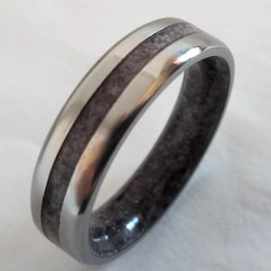 Garnet Stone Titanium Wedding Band - January Birthstone Ring