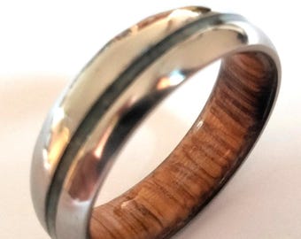 Gift for mens, Titanium whiskey barrel ring, Jade stone ring , Mens bands, Unique Promise band, His and hers Wedding band