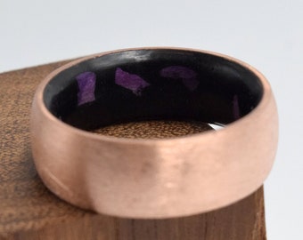 Handmade Copper Ring: Raw Sugilite & Tourmaline Stone Band