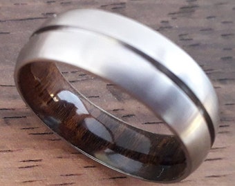 Titanium and wood ring