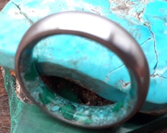 Round Natural raw stone ring, Titanium wedding band, Mix Malachite stone Turquoise stone, His and hers wedding rings, Best anniversary gifts