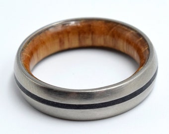 Men's or women's ring titanium band with black Tourmaline stone unisex wedding ring His and hers wedding band handmade ring boy friend gift