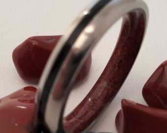 Stone mens wedding band, Titanium Engagement ring, Tourmaline stone, Raw Bloodstone, Promise rings, Male rings, Womens band, Boho style ring