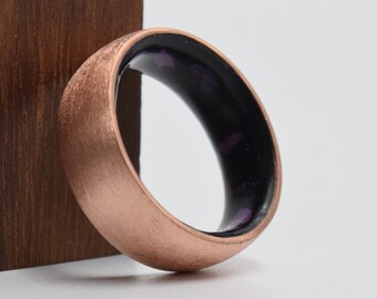 Holiday gifts for mens, Purple Sugilite stone rings, Black Tourmaline raw stone ring, Copper band ring, Wedding rins, Womens Engagement ring