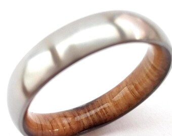 Whiskey barrel ring, Men's wedding ring, Women wedding ring, Titanium ring, 6mm band, Matte finish, Titanium wedding band, Lesbian wedding.